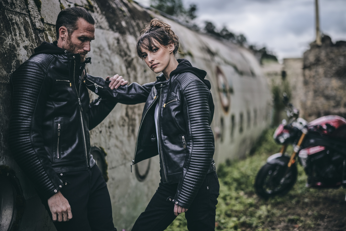 Leder-Motorradjacken Mann und Frau Dorian 2 und Lady Dorian 2 univers Rebel - Segura